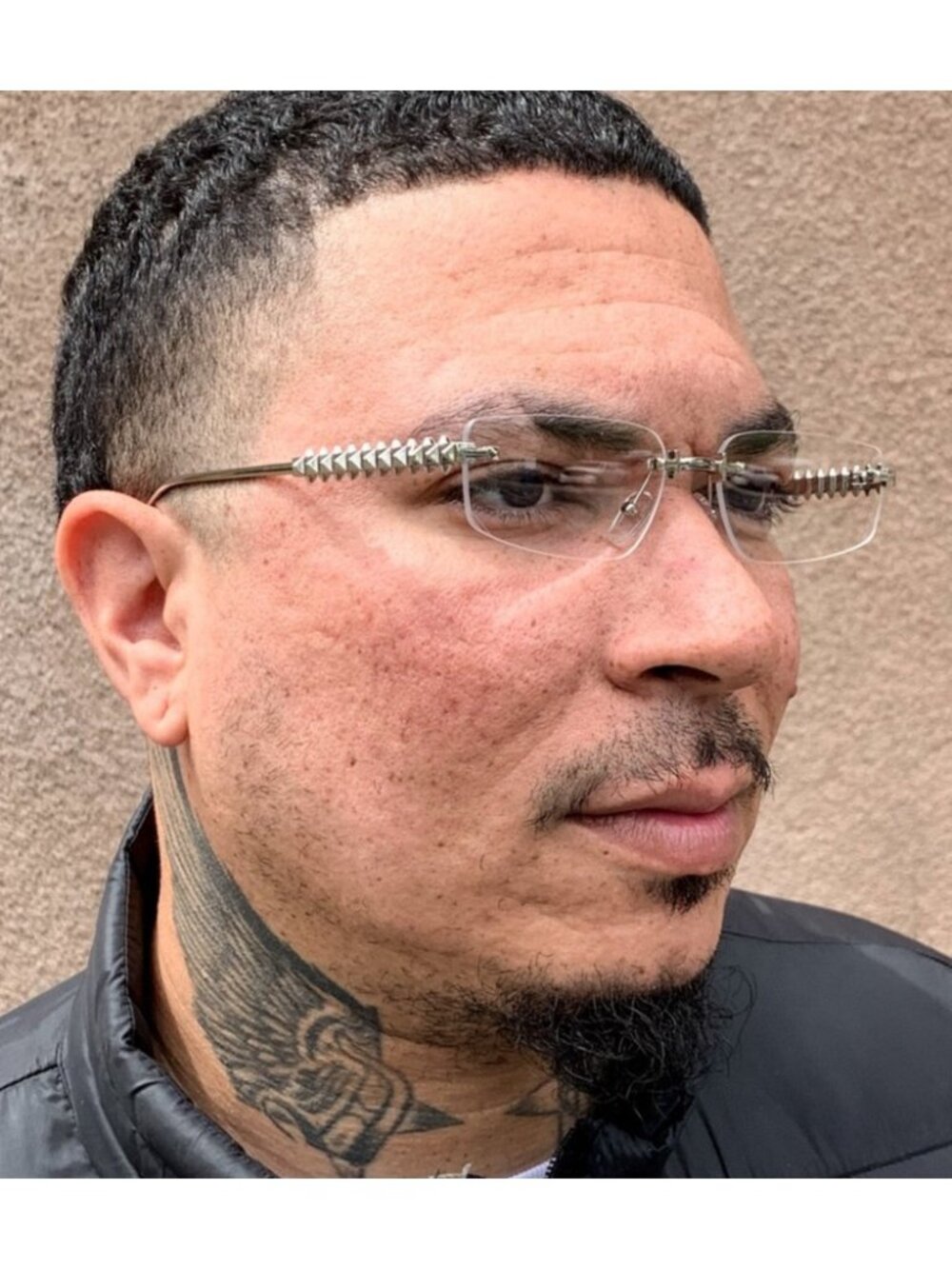 Men's Silver Designer Spike Frame Rimless Hip Hop Rectangular Clear Lens Glasses